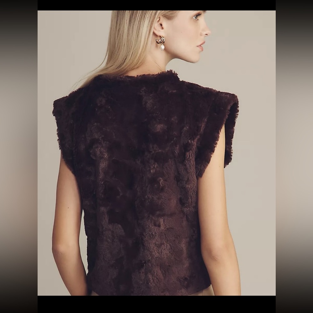 Anthropology Maeve Dark Brown Faux Fur Muscle Tank. No offers. - Picture 3 of 5